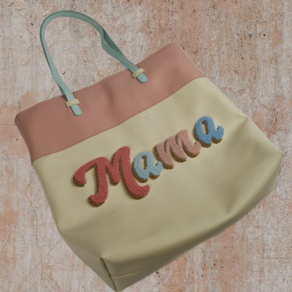 Jadelynn Brooke Varsity Style Mama Cream Pastel Rose Tote - Picture 2 of 8